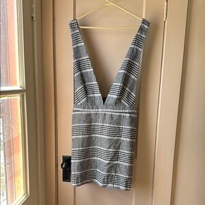 Stylish Black and White Plaid Dress